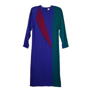 Vintage Neiman Marcus Sweater Dress Womens 6 Color Block Long Sleeve Made in USA